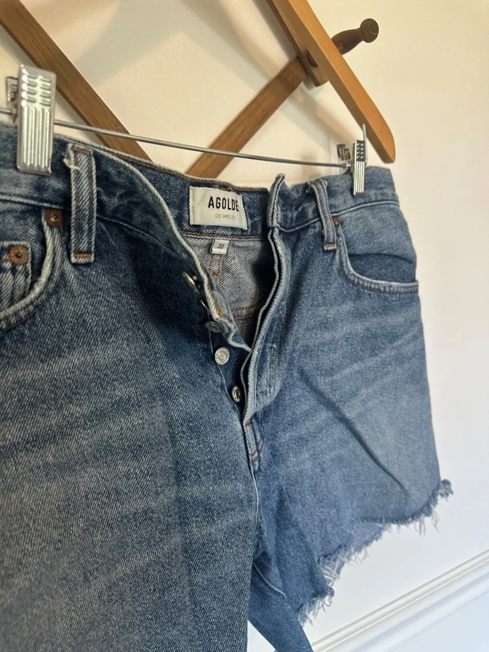 AGOLDE Parker Long Skywave Denim Shorts 33